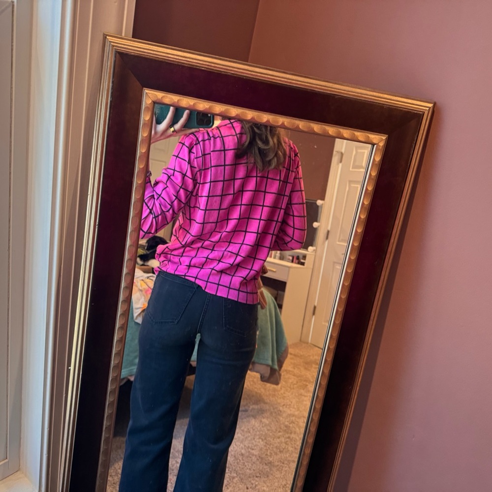 The Clair Crew Chic Pink Grid Button Down Cardigan | L - Picture 2 of 9